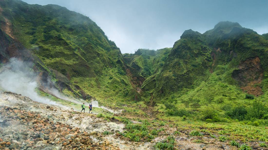 Day trek to Dominica's boiling lake through the Valley of Desolation