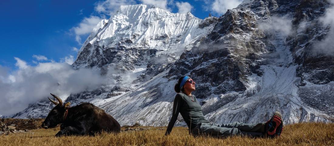 Basking in the sun in Lhonak |  <i>Michelle Landry</i>