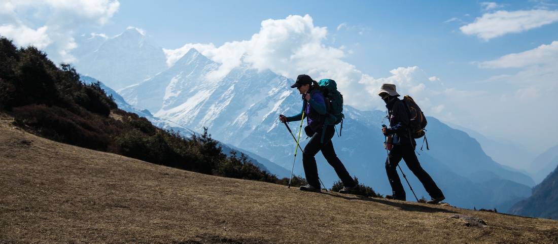 A steady incline on the trail above Namche Bazaar |  <i>Mark Tipple</i>